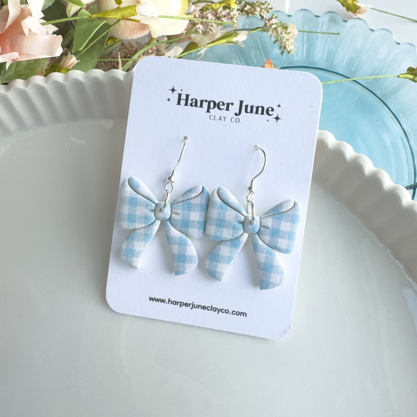 Blue Gingham Bows