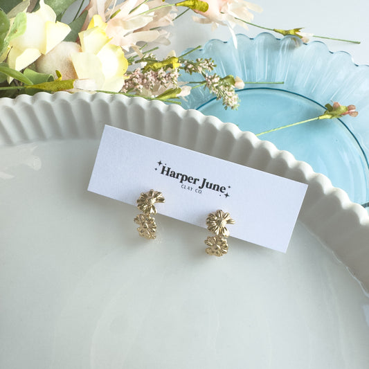 Gold Floral Hoops